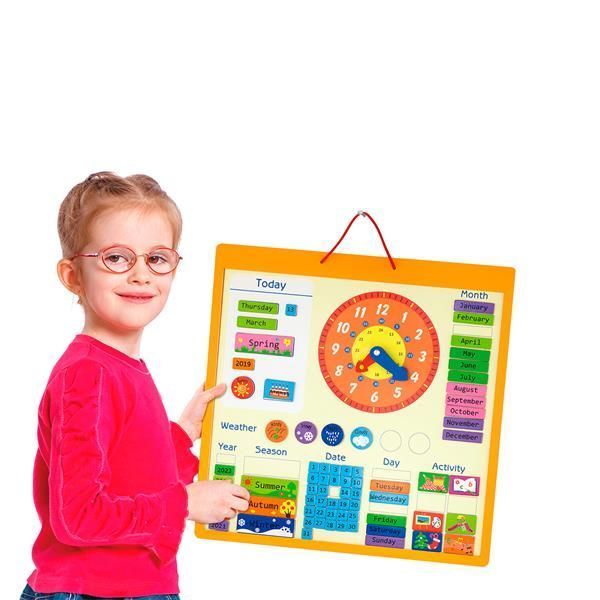 Магнітний календар з годинником Viga Toys англійською 50377 фото