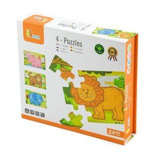 Деревянный пазл Viga Toys Джунгли 4 в 1, 48 элементов 50068 фото
