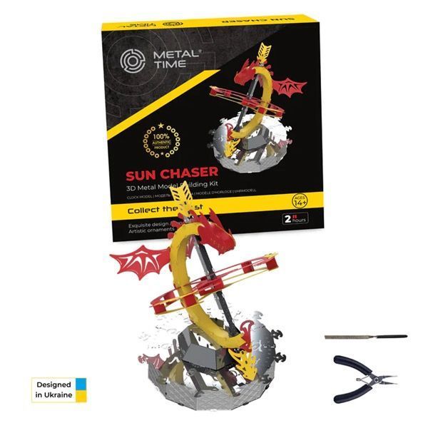 Металлический конструктор Metal Time Sun Chaser Dragon Stand Clock с мотором MT025 фото