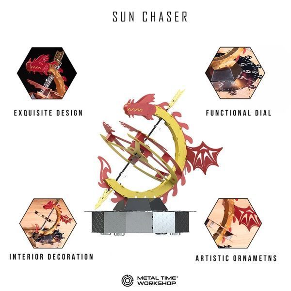 Металлический конструктор Metal Time Sun Chaser Dragon Stand Clock с мотором MT025 фото