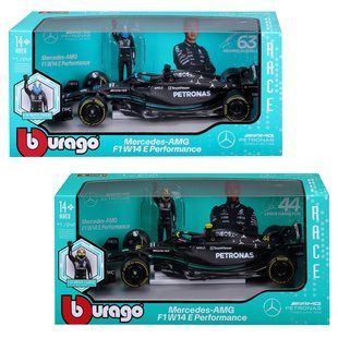 Автомодель з фігуркою Mercedes-AMG F1 W14 E Performance Bburago 1/24 чорна 18-28037 фото
